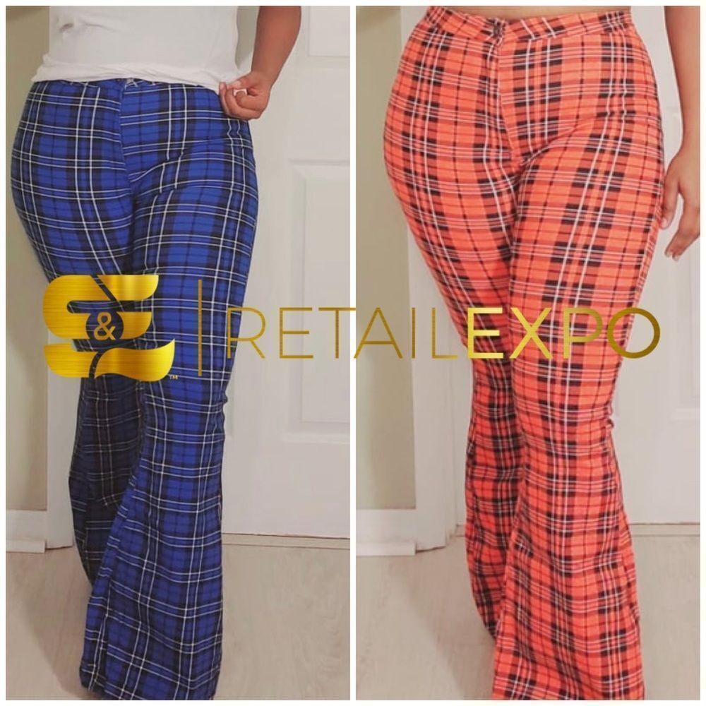 2 High Rise Plaid Pants